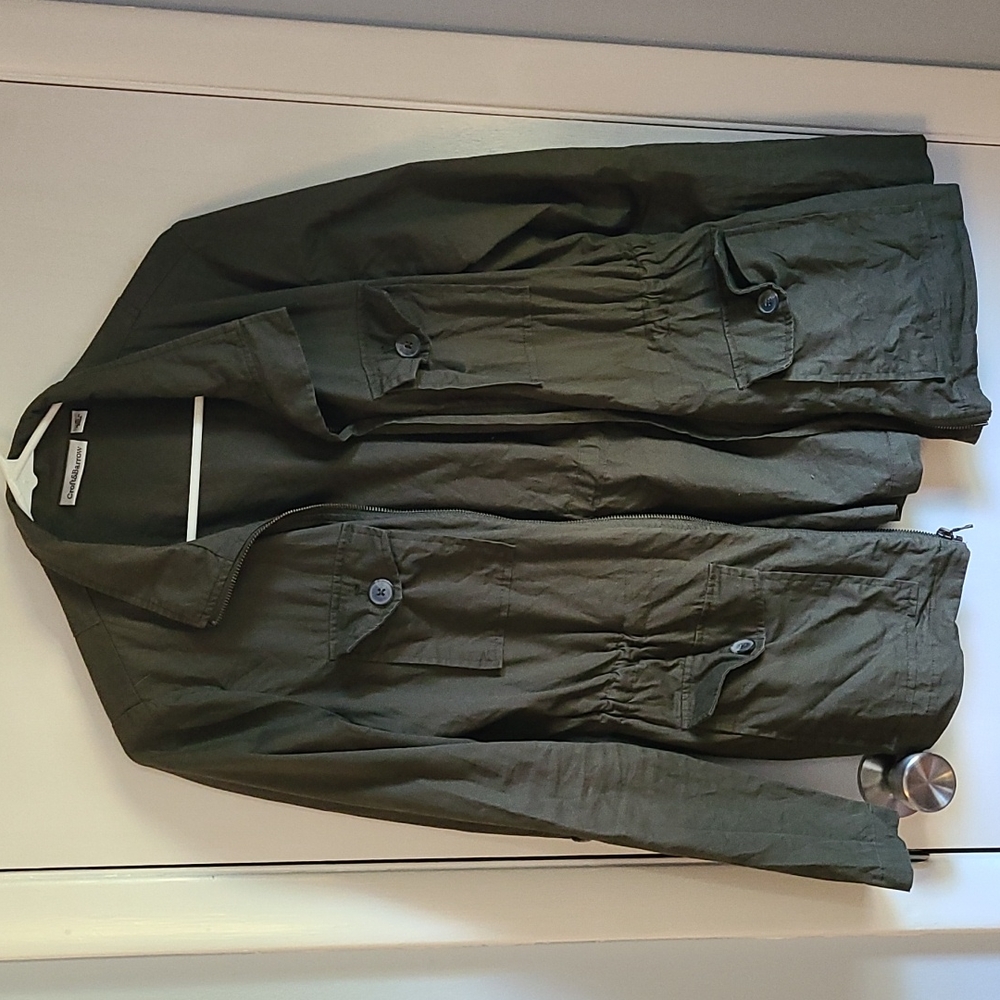 Olive green anorak cargo jacket